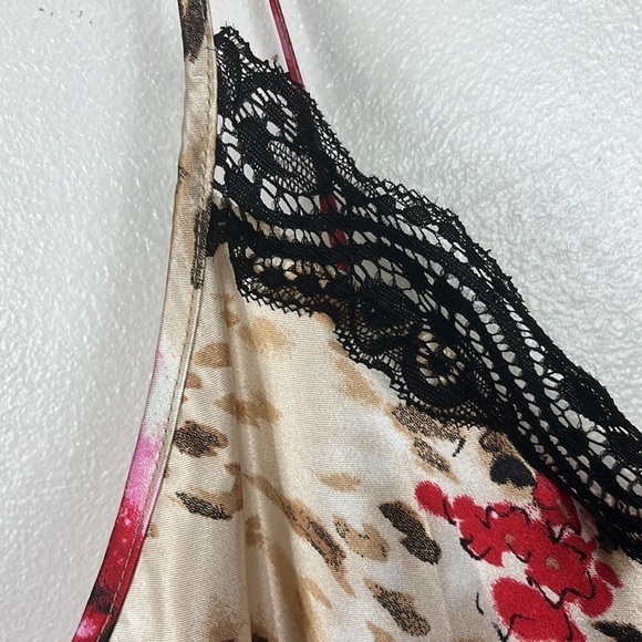 Linea Donatella Spaghetti Strap Cami Top Women's Plus 2X Pink Floral Animal - Picture 5 of 10